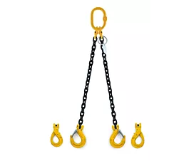 Elingues à chaîne 2 brins G8 Chaîne de levage - 4,4t - 10mm - 2 brins - Sans raccourcisseurs - G8 - Crochets au choix