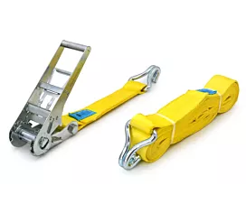 Tout - Sangles 75mm Sangle d’arrimage - 10T - 6m - 75mm - en 2 pièces - Crochets doigts serrés - Jaune