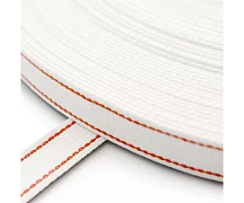 Sangle volet roulant, 22mm Sangle de volet roulant blanche avec 2 rayures rouges (largeur 22 mm)