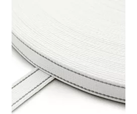 Sangle volet roulant, 22mm Sangle de volet roulant blanche avec 2 rayures grises - coton (largeur 22 mm)