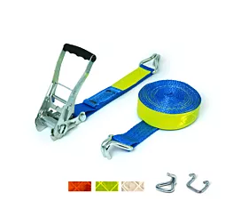 Tout - Sangles 50mm Sangle d’arrimage - 5T - 50mm - En 2 pièces - Crochets au choix - Fluo + étiquette personnalisée
