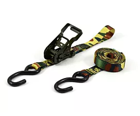 Tout - Sangles 25mm Sangle d’arrimage - 800kg - 25mm - En 2 pièces - Tendeur et crochets S - Vert armée + étiquette personnalisée