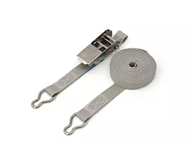 Tout - Sangles sur mesure Sangle d’arrimage - 200kg - 25mm - En 2 pièces - Tendeur/Anneaux INOX - Sangle piscine - Gris