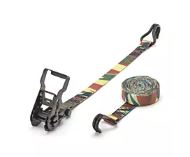 Tout - Sangles sur mesure Sangle d’arrimage - 800kg - 25mm - en 2 pièces - Tendeur et crochets doigts serrés - Vert Armée + étiquette personnalisée