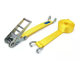 Tout - Sangles 75mm Sangle d’arrimage - 10T - 75mm - en 2 pièces - Crochets doigts écartés - Jaune - Etiquette personnalisée