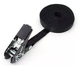 Sangles 25mm - Sur mesure Sangle d’arrimage - 100kg - 15mm - En une pièce  - Tendeur à cliquet ’micro’ - Noir