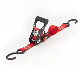 Jusque 1,5T - Standard Sangle d’arrimage - 500kg - 2m - 25mm - Tendeur coulissant + crochets S - Rouge